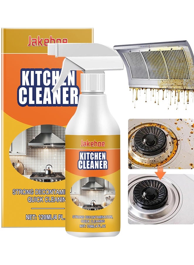 Jakehoe Kitchen Cleaner, Kitchen Degreaser Foam Spray, Stubborn Stains Cleaner, Multipurpose Grease Remover, Kitchens Grease Cleaner, Heavy-Duty Cleaner For Grease Stains On Cooktops, Ovens, Pots Rangehoods, Powerful, 120ML - Image 1